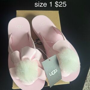 UGG Light Pink Fluffy Slide Sandals